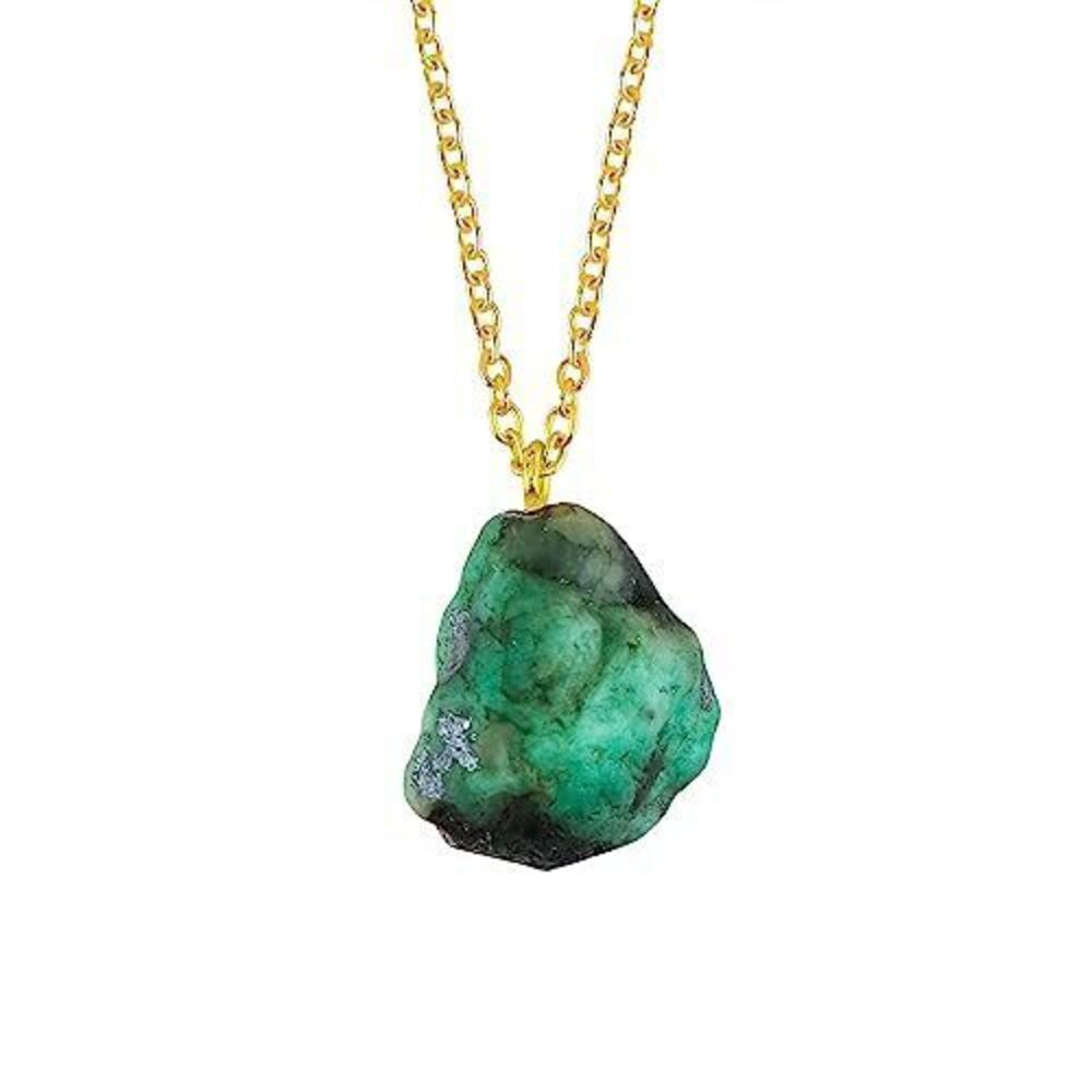 3182 Handmade Raw Emerald Pendant Necklace – Genuine Raw Emerald – Heart
